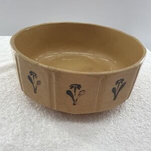 RARE 4" ANTIQUE AMERICAN 12 PANEL DAISY BOWL MORTON POTTERY YELLOW WARE FLOWERS